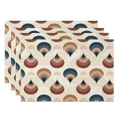 Lofaris Beige Abstract Geometric Pattern Set Of 4 Placemats