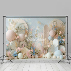 Lofaris Beige Arch Balloons Floral Wedding Photo Backdrop