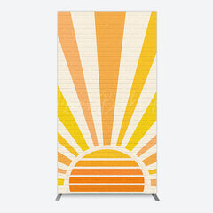 Lofaris Beige Brick Wall Boho Sun Birthday Arch Backdrop