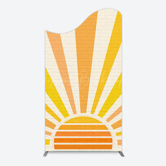 Lofaris Beige Brick Wall Boho Sun Birthday Arch Backdrop