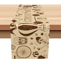 Lofaris Beige Comics Style Circus Valentines Day Table Runner