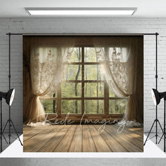 Lofaris Beige Curtain Window Bamboo Forest Scene Backdrop
