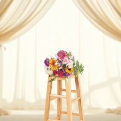 Lofaris Beige Fairy Tulle Pink Rose Wedding Photo Backdrop