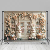 Lofaris Beige Floral Egg Boutique Bunny Easter Photo Backdrop