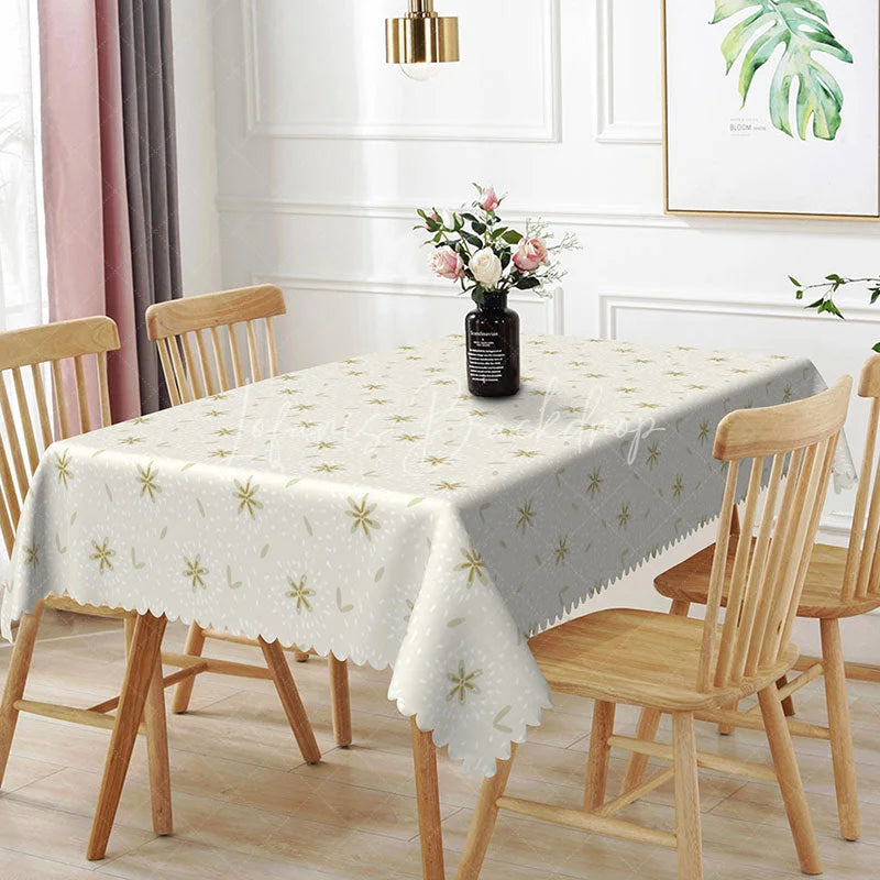 Lofaris Beige Geometric Star Rectangle Tablecloth Simple Minimalist Cream Pattern Cover Modern Kitchen Decoration