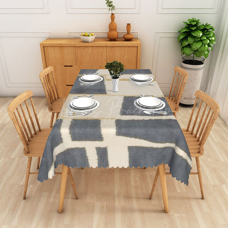 Lofaris Beige Irregularity Rectangle Tablecloth Home Decor