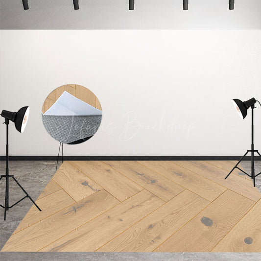 Lofaris Beige Natural Wooden Grain Fabric Floor Backdrop