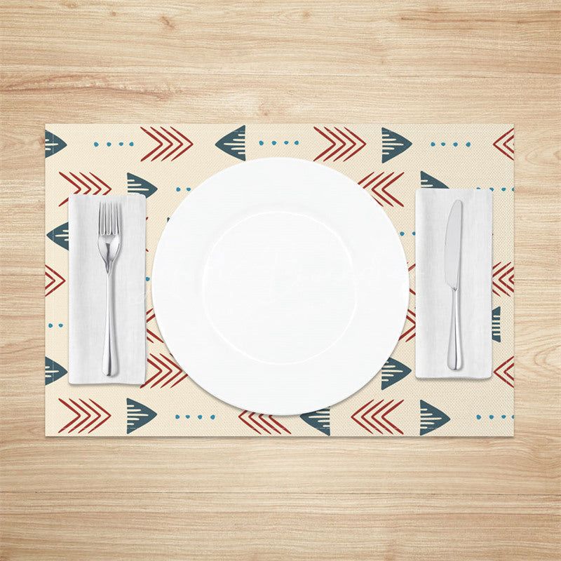 Lofaris Beige Retro Boho Arrows Pattern Set of 4 Placemats