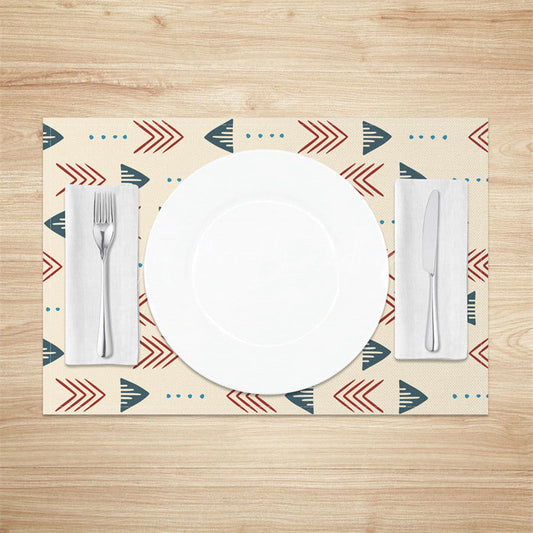 Lofaris Beige Retro Boho Arrows Pattern Set of 4 Placemats
