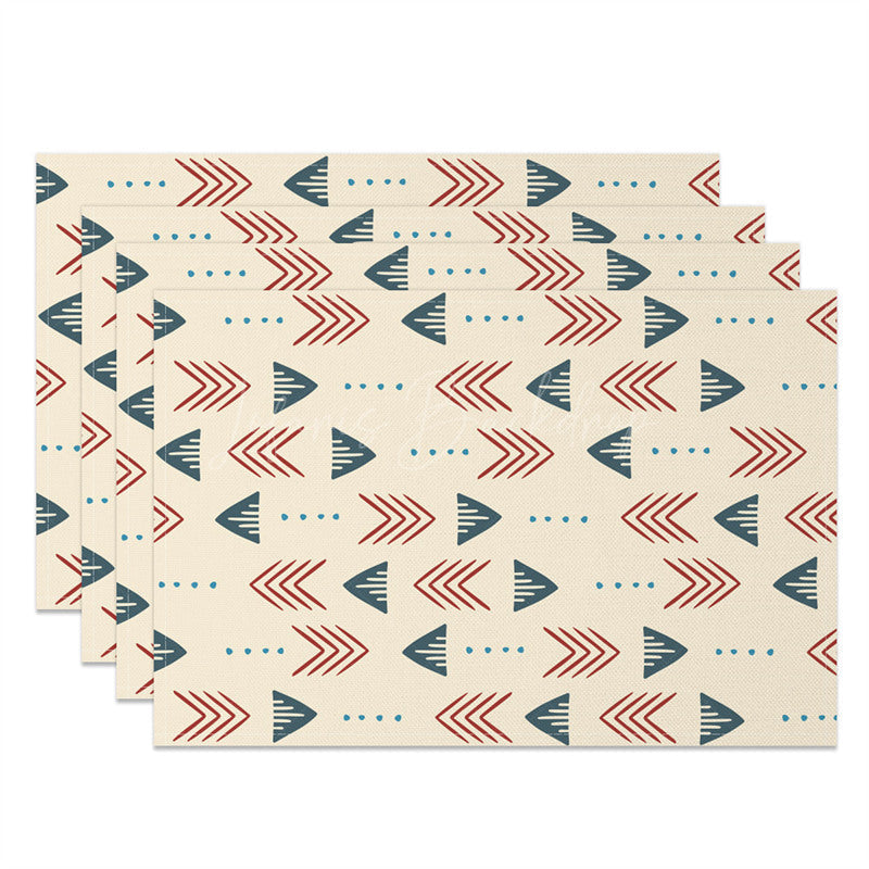 Lofaris Beige Retro Boho Arrows Pattern Set of 4 Placemats