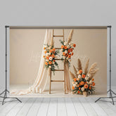 Lofaris Beige Romantic Floral Ladder Curtain Wedding Backdrop