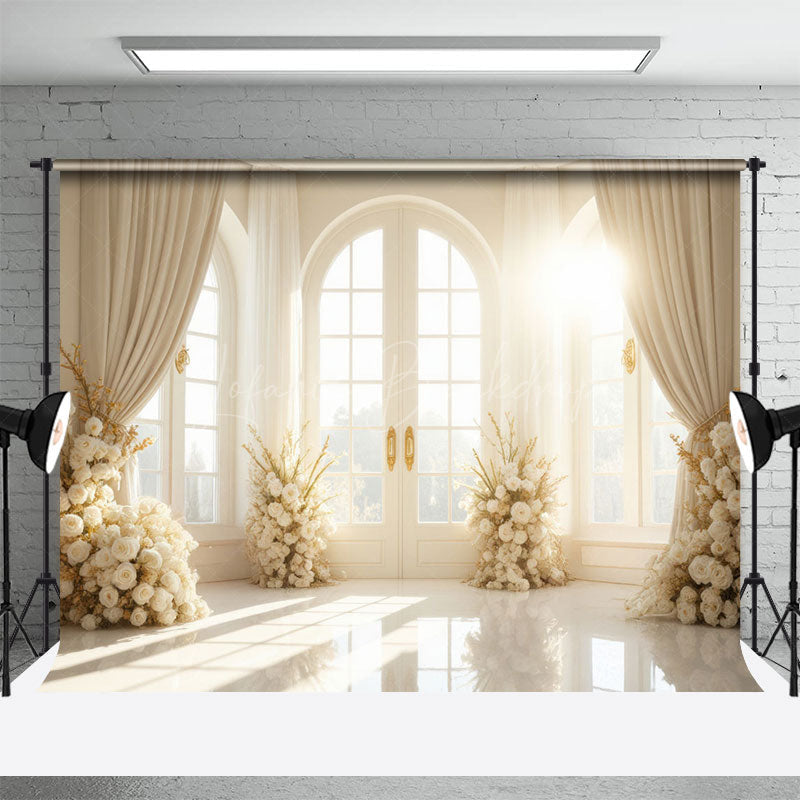 Lofaris Beige Rose Curtain Sunlight Window Wedding Backdrop