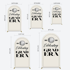 Lofaris Beige Silver Disco Ball Grad Era Party Arch Backdrop