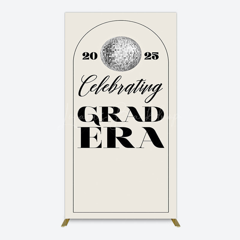 Lofaris Beige Silver Disco Ball Grad Era Party Rectangle Backdrop