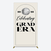 Lofaris Beige Silver Disco Ball Grad Era Party Rectangle Backdrop