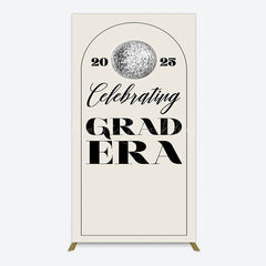 Lofaris Beige Silver Disco Ball Grad Era Party Rectangle Backdrop