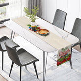 Lofaris Beige Snowflakes Gifts Pine Leaves Xmas Table Runner