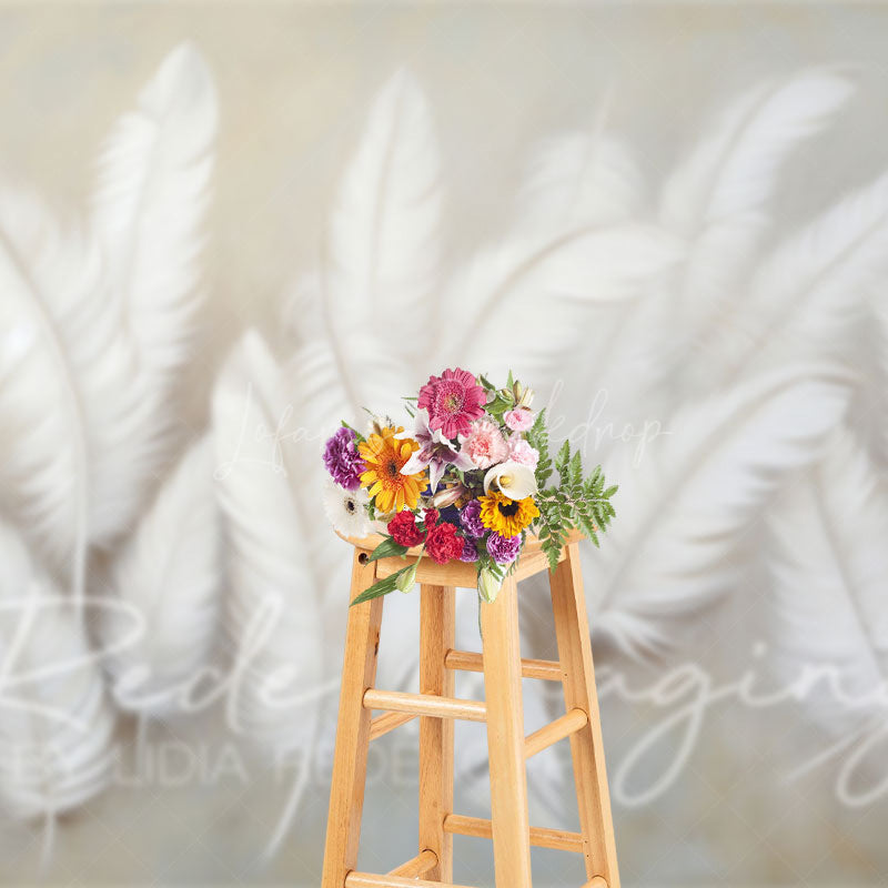 Lofaris Beige Soft White Feather Fine Art Photo Backdrop