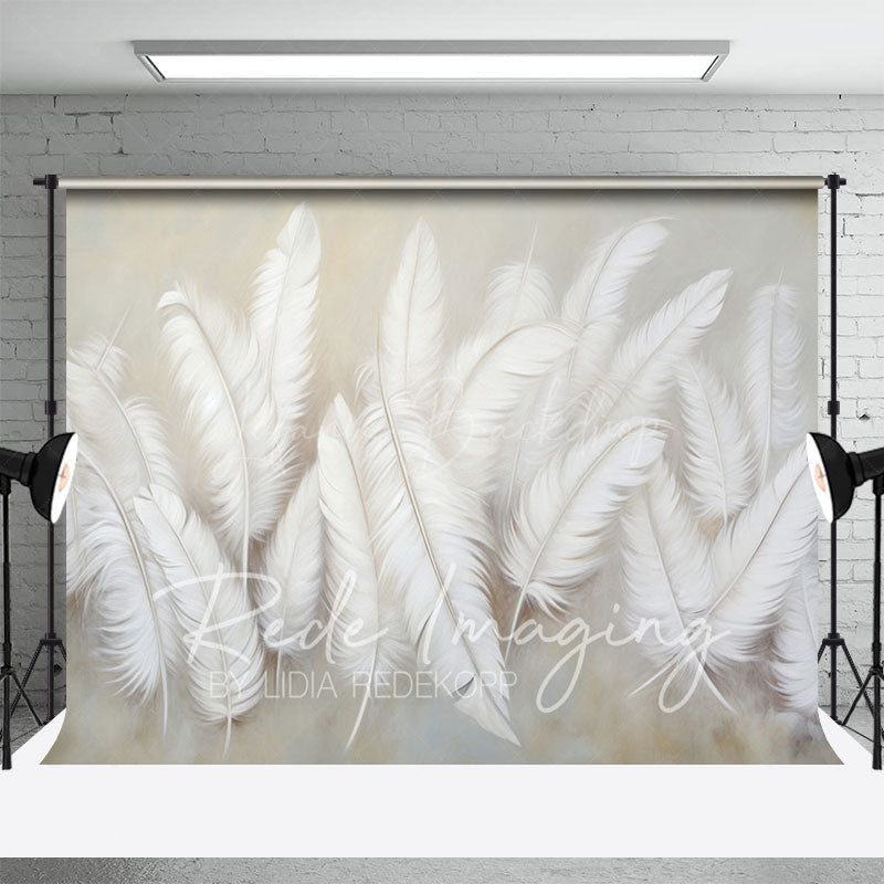 Lofaris Beige Soft White Feather Fine Art Photo Backdrop