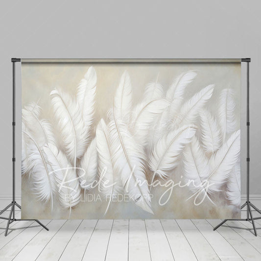 Lofaris Beige Soft White Feather Fine Art Photo Backdrop