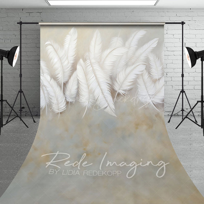 Lofaris Beige Soft White Feather Fine Art Sweep Backdrop