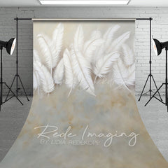 Lofaris Beige Soft White Feather Fine Art Sweep Backdrop