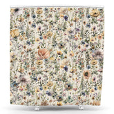 Lofaris Beige Spring Wild Flower Greenery Shower Curtain