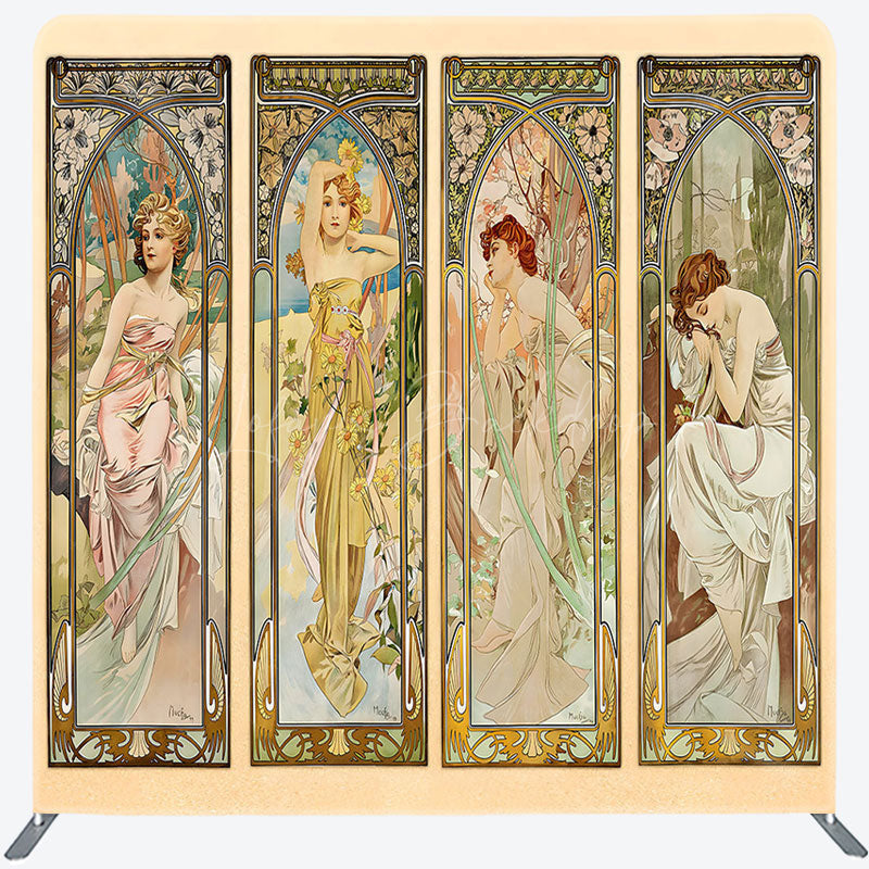 Lofaris Beige Vintage Art Painting Woman Pillow Case Backdrop