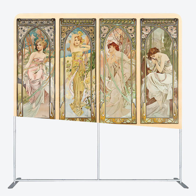 Lofaris Beige Vintage Art Painting Woman Pillow Case Backdrop