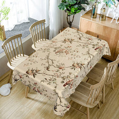 Lofaris Beige Vintage Floral Branches Rectangle Tablecloth