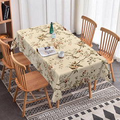 Lofaris Beige Vintage Floral Branches Rectangle Tablecloth