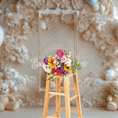 Lofaris Beige Wall Balloon Swing Bear Cake Smash Backdrop