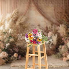Lofaris Beige Wall Curtain Boho Color Floral Wedding Backdrop