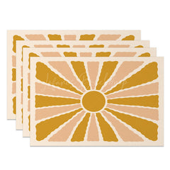 Lofaris Beige Yellow Abstract Boho Sun Set Of 4 Placemats