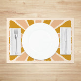 Lofaris Beige Yellow Abstract Boho Sun Set Of 4 Placemats