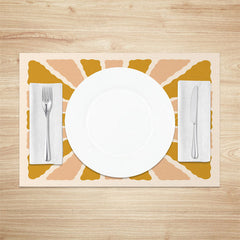 Lofaris Beige Yellow Abstract Boho Sun Set Of 4 Placemats