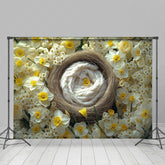 Lofaris Beige Yellow Floral Warm Nest Maternity Backdrop