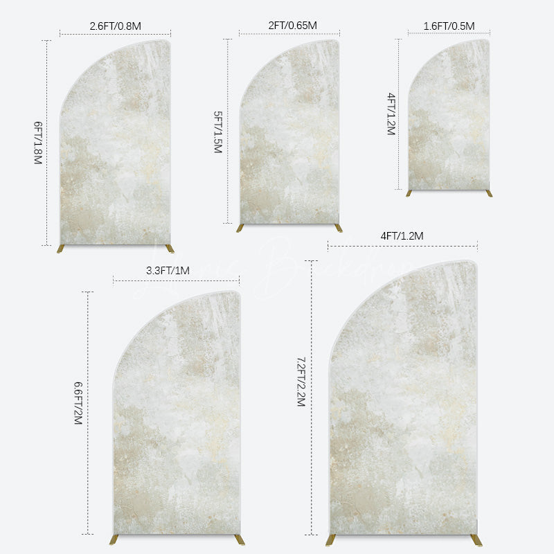 Lofaris Beige Yellow Retro Abstract Texture Half Moon Arch Backdrop