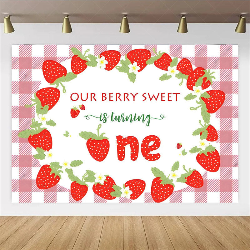 Lofaris Berry Sweet Strawberry First Birthday Backdrop to be One Summer Fruit Fun and Fresh Party Decoration