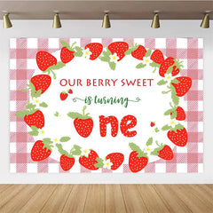 Lofaris Berry Sweet Strawberry First Birthday Backdrop to be One Summer Fruit Fun and Fresh Party Decoration
