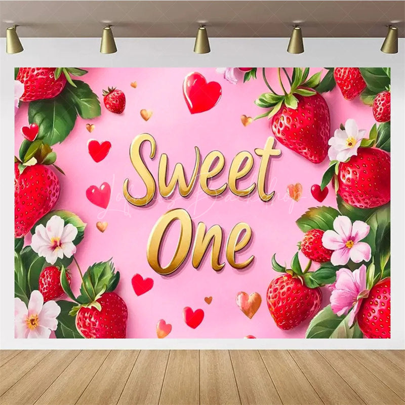 Lofaris Berry Sweet Strawberry First Birthday Backdrop to be One Summer Fruit Fun and Fresh Party Decoration