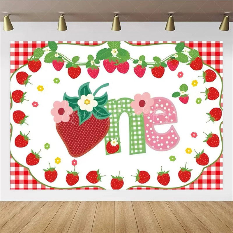 Lofaris Berry Sweet Strawberry First Birthday Backdrop to be One Summer Fruit Fun and Fresh Party Decoration