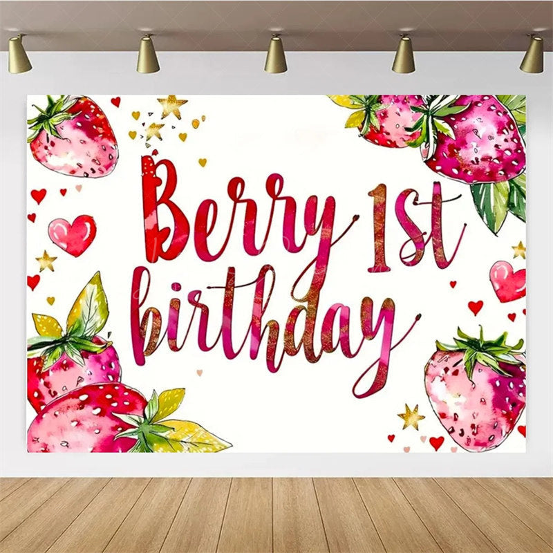 Lofaris Berry Sweet Strawberry First Birthday Backdrop to be One Summer Fruit Fun and Fresh Party Decoration