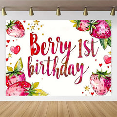 Lofaris Berry Sweet Strawberry First Birthday Backdrop to be One Summer Fruit Fun and Fresh Party Decoration