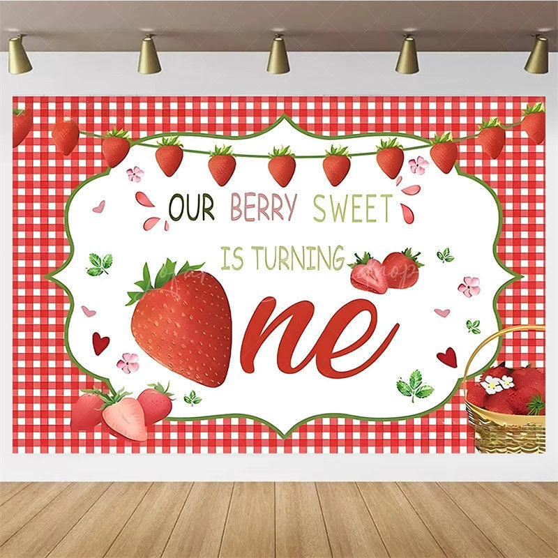 Lofaris Berry Sweet Strawberry First Birthday Backdrop to be One Summer Fruit Fun and Fresh Party Decoration