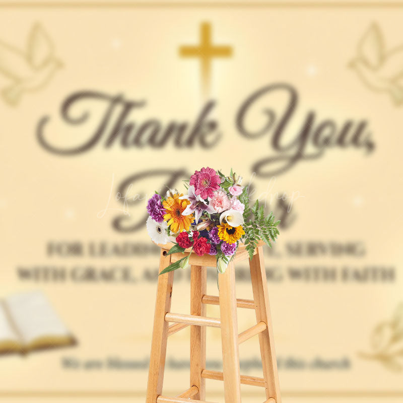 Lofaris Bible Peace Dove Cross Thank You Pastor Backdrop
