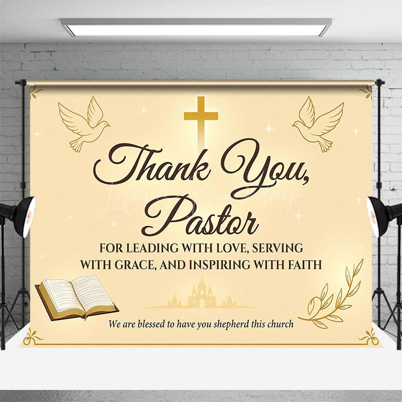 Lofaris Bible Peace Dove Cross Thank You Pastor Backdrop