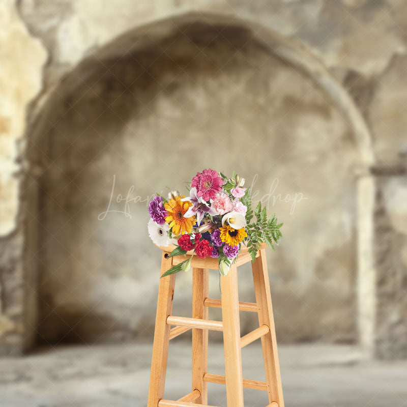 Lofaris Biege Shabby Retro Arch Wall Photo Backdrop