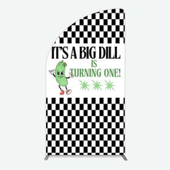 Lofaris Big Dili Turning One Plaid Birthday Half Moon Arch Backdrop