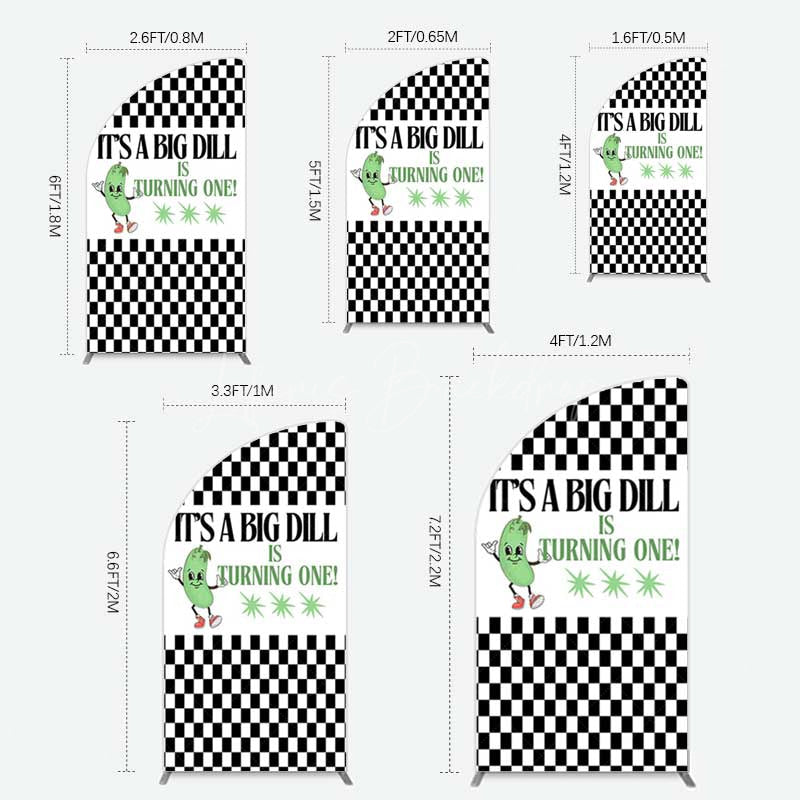 Lofaris Big Dili Turning One Plaid Birthday Half Moon Arch Backdrop